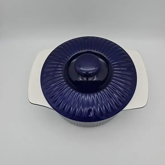 ROSHCO Cobalt BLue  8” Round  2 Qt. Casserole Baking Dish With Lid. Beautiful !! - Picture 3 of 9